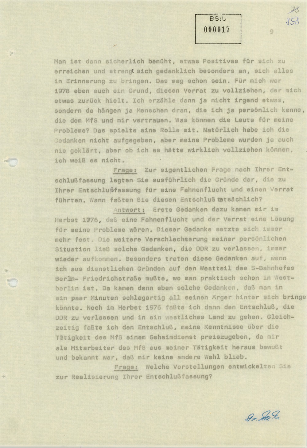 Vernehmungsprotokolle Werner Teskes vom 16. und 19. Januar 1981