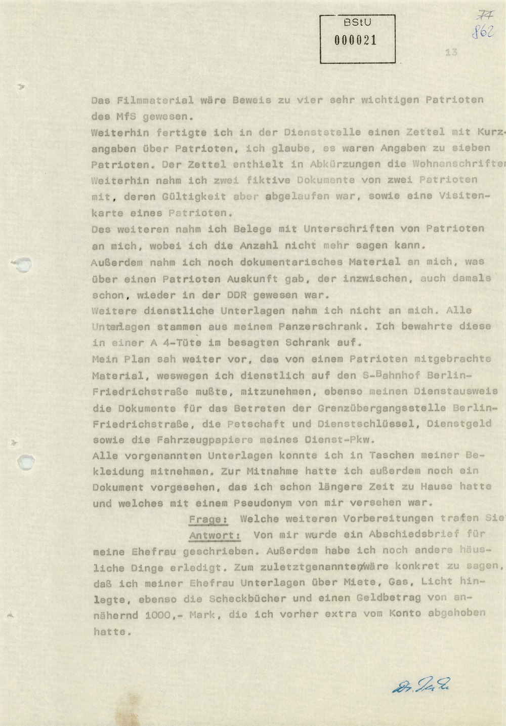 Vernehmungsprotokolle Werner Teskes vom 16. und 19. Januar 1981