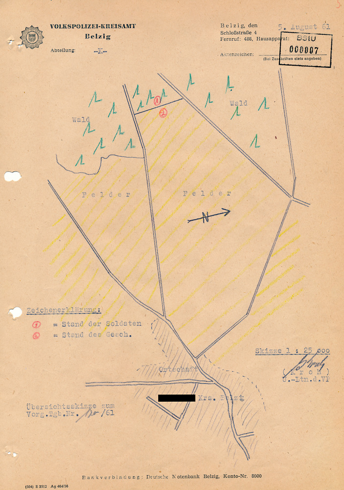 Tatortskizzen von Feldern im Kreis Belzig