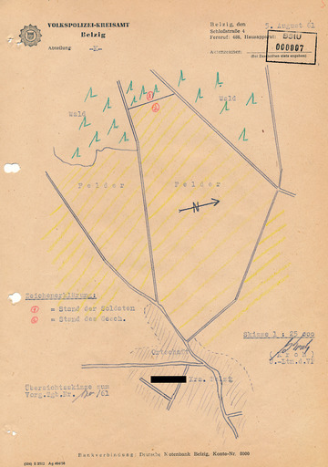 Tatortskizzen von Feldern im Kreis Belzig