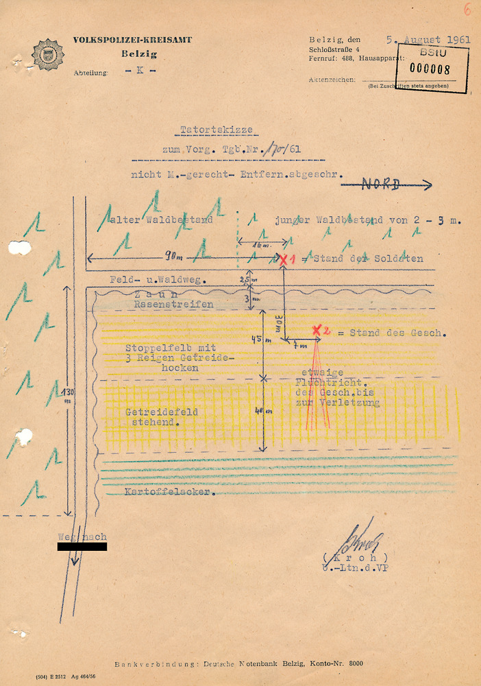 Tatortskizzen von Feldern im Kreis Belzig