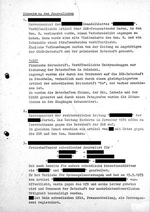 Liste von Journalisten, die sich kritisch zu den KSZE-Verhandlungen der DDR äußerten