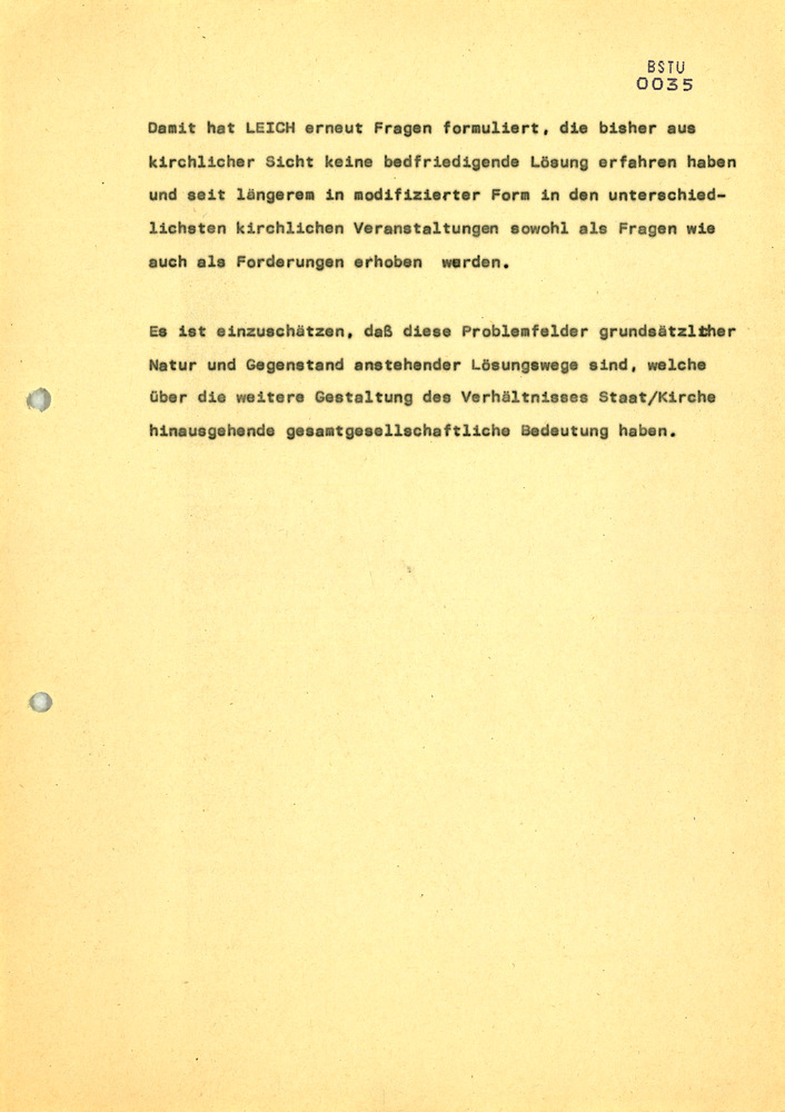 Reaktionen auf das Gespräch zwischen Honecker und Bischof Leich