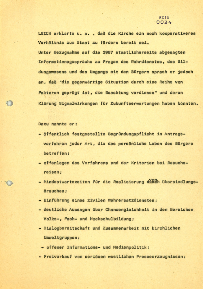 Reaktionen auf das Gespräch zwischen Honecker und Bischof Leich