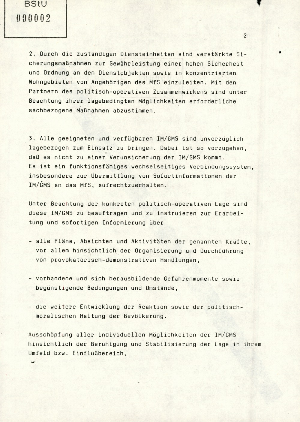 Anweisung Mielkes zur konsequenten Zurückdrängung aller gegen das DDR-Regime gerichteten Handlungen