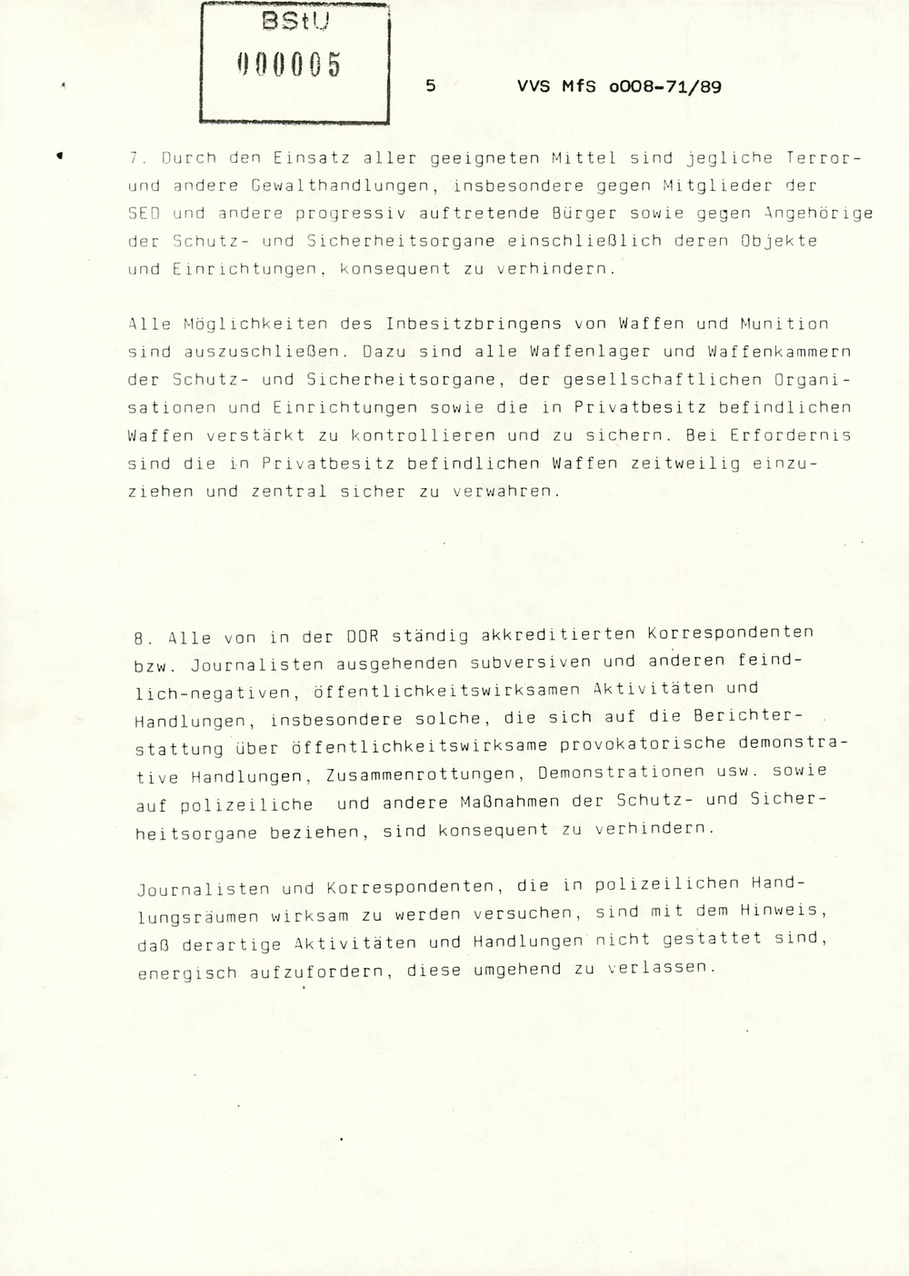 Anweisung Mielkes zur konsequenten Zurückdrängung aller gegen das DDR-Regime gerichteten Handlungen