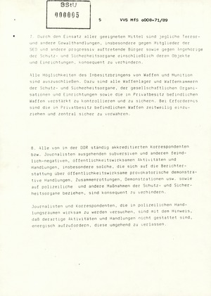 Anweisung Mielkes zur konsequenten Zurückdrängung aller gegen das DDR-Regime gerichteten Handlungen
