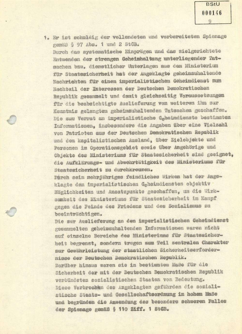 Ausfertigung des Urteils im Fall Werner Teske vom 12. Juni 1981