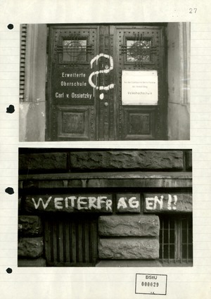 Fotos von Parolen an der Carl-von-Ossietzky-Schule