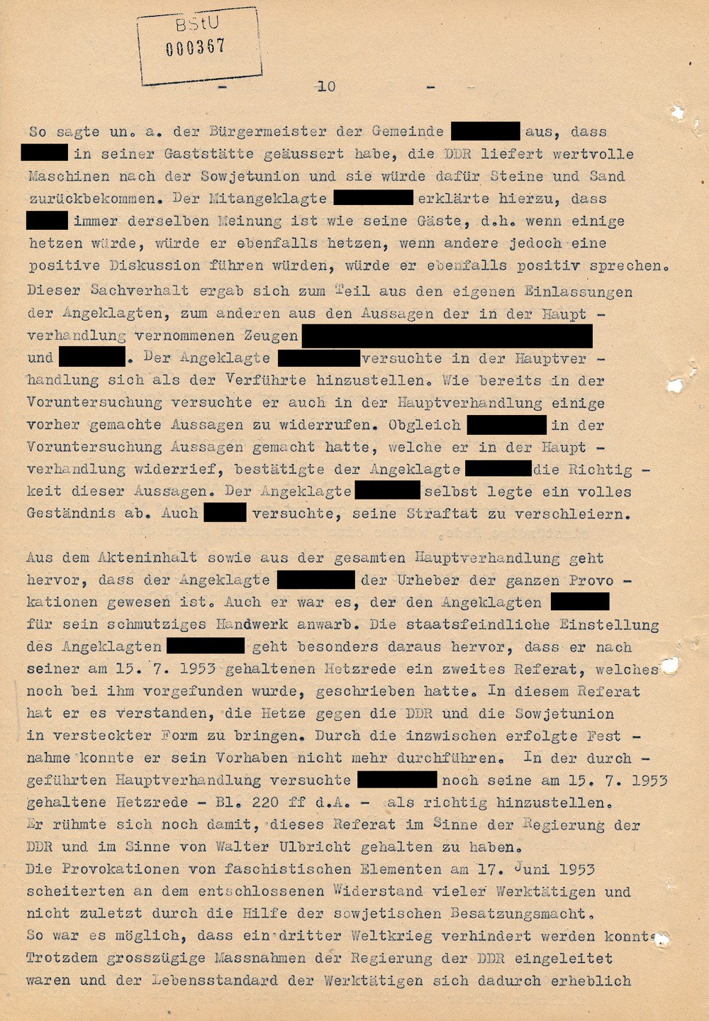 Urteil gegen einen Brigadier wegen "Boykotthetze" während des Volksaufstandes