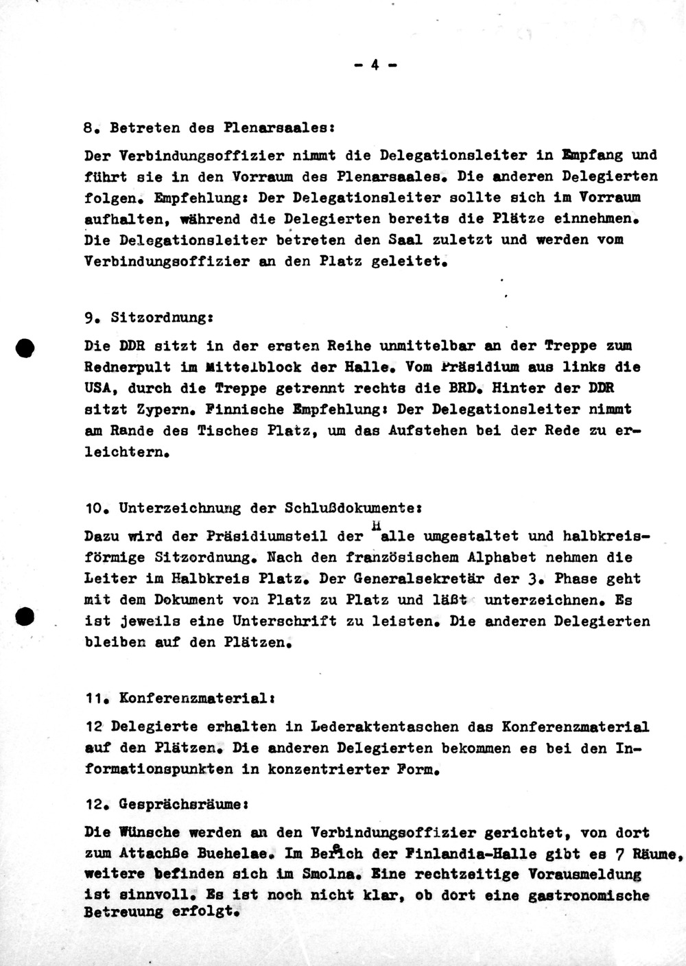 Ablauf des Besuches der DDR-Delegation zur Unterzeichnung der KSZE-Schlussakte in Helsinki