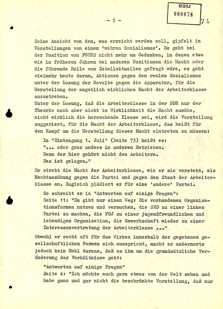 Gutachten über die literarischen Werke von Jürgen Fuchs