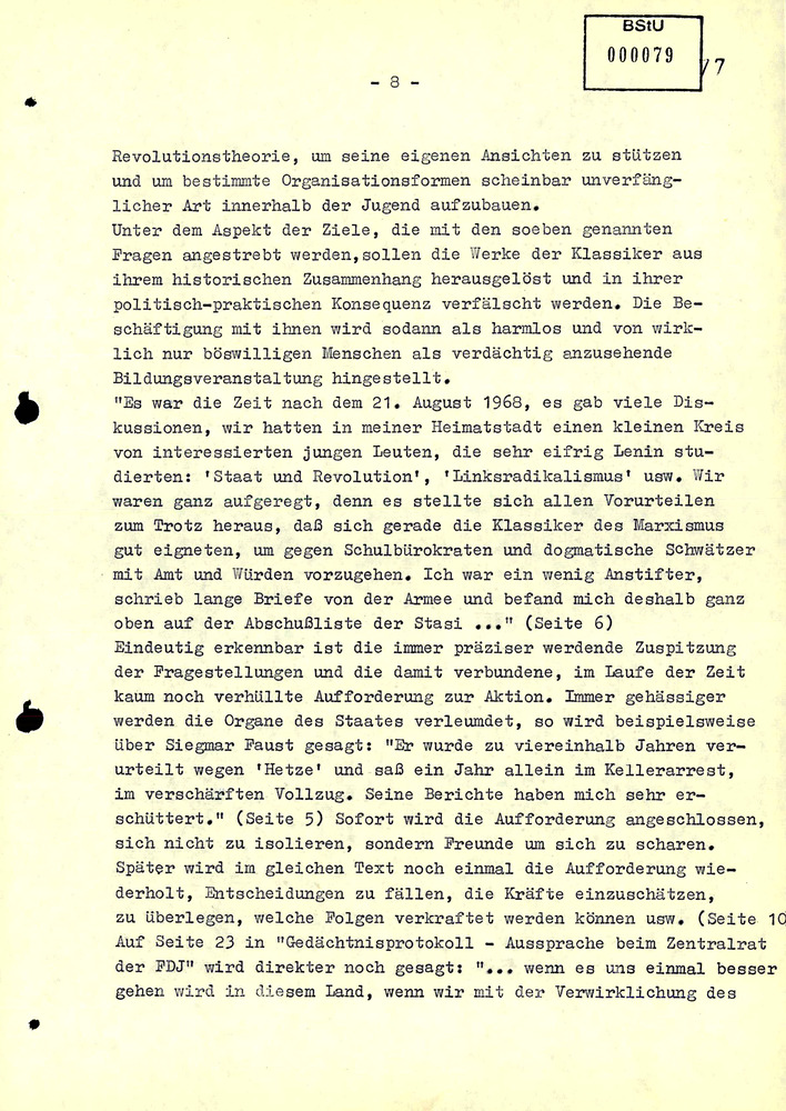 Gutachten über die literarischen Werke von Jürgen Fuchs