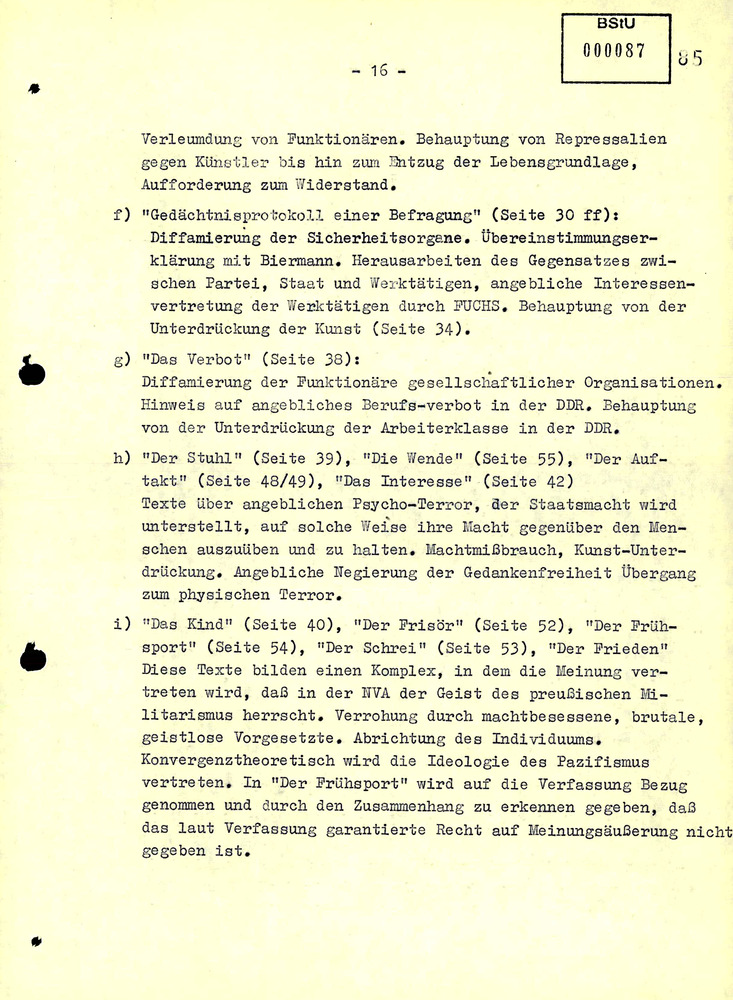 Gutachten über die literarischen Werke von Jürgen Fuchs