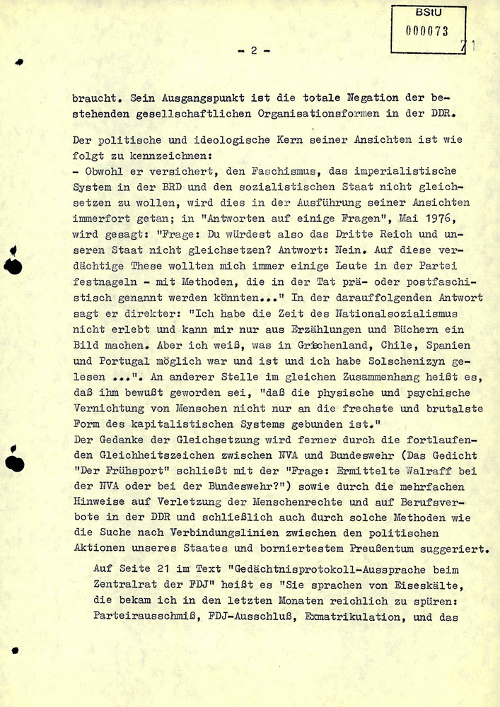 Gutachten über die literarischen Werke von Jürgen Fuchs
