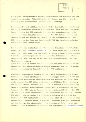 Zusammenfassung der Reaktionen der DDR-Bevölkerung auf den Besuch von Erich Honecker in der BRD