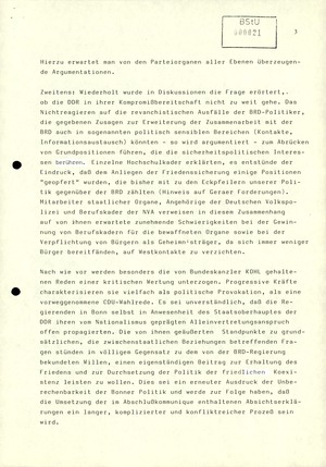 Zusammenfassung der Reaktionen der DDR-Bevölkerung auf den Besuch von Erich Honecker in der BRD