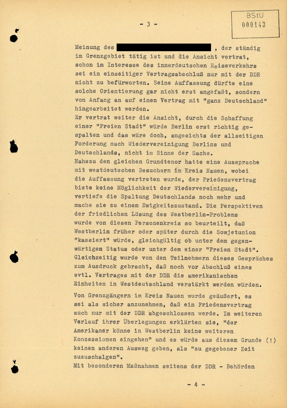 Bericht über die Situation an der Grenze zu West-Berlin im Juli 1961
