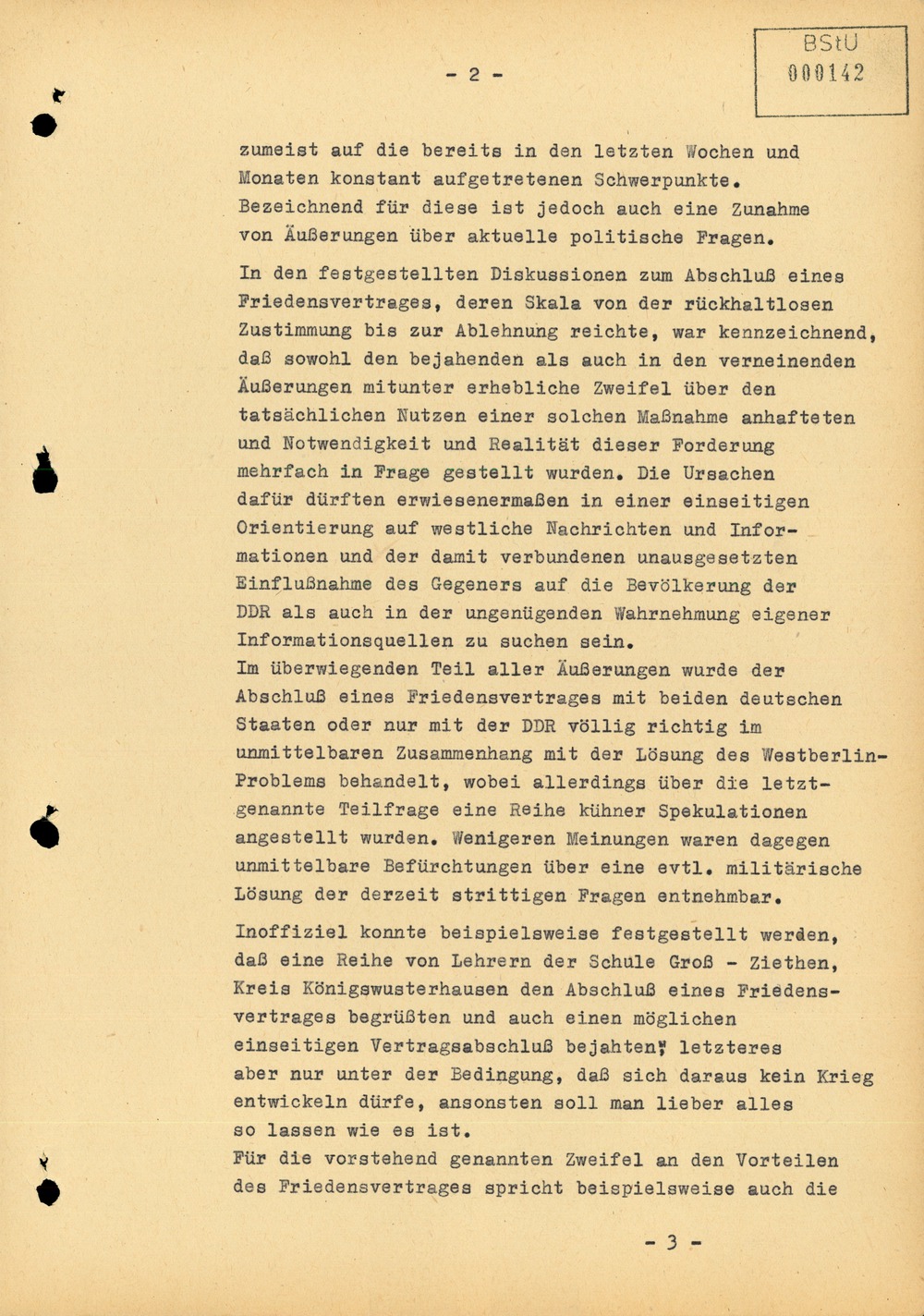 Bericht über die Situation an der Grenze zu West-Berlin im Juli 1961
