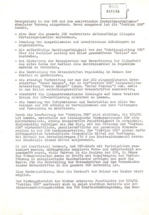 Sachstandsbericht OV "Stachel" gegen die KPD/ML - Sektion DDR