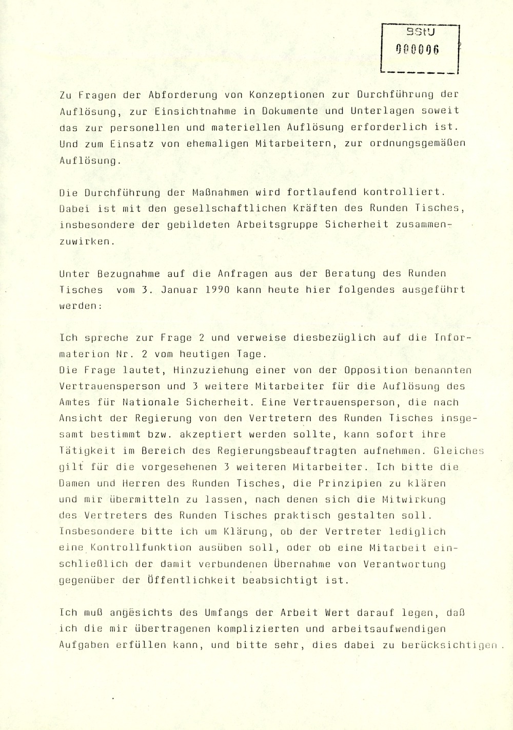 Bericht des Regierungsbeauftragten Peter Koch am Zentralen Runden Tisch