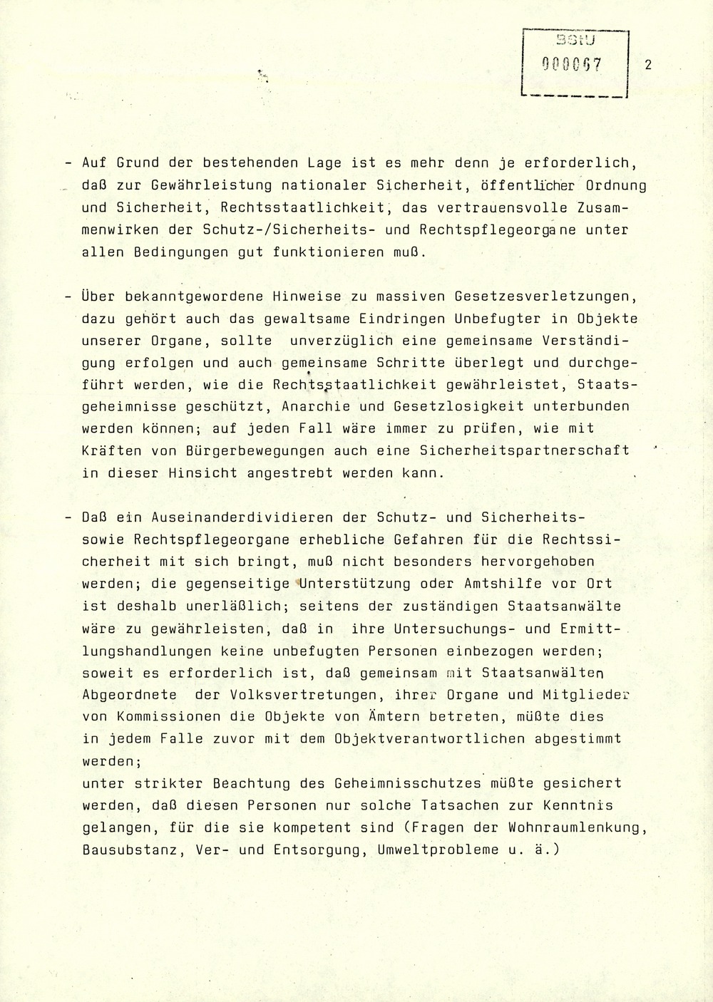 "Hinweise zum Zusammenwirken des Amtes für Nationale Sicherheit, des Ministeriums für Innere Sicherheit und der Staatsanwälte auf verschiedenen Ebenen"